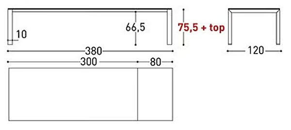 Erweiterbarer rechteckiger Tisch aus pulverbeschichtetem Aluminium VARASCHIN DOLMEN 1820, 1821, 1823, 1822, 1824 Fabrik VARASCHIN aus Italien. Foto №14