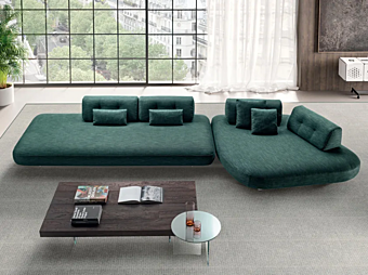 Ecksofa aus Stoff in Sandfarbe LAGO 1153