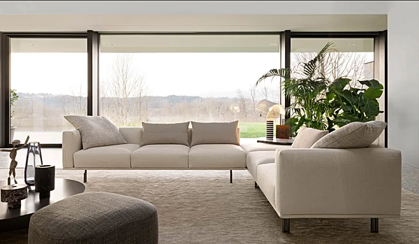 Modularer Ecksofa aus Stoff mit weicher Rückenlehne Flou Binario Fabrik Flou aus Italien. Foto №10