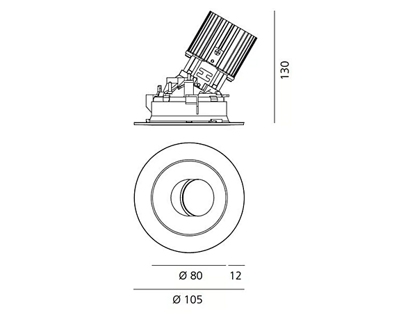 LED verstellbarer runder Aluminium Spot Alles Artemide Fabrik Artemide aus Italien. Foto №16