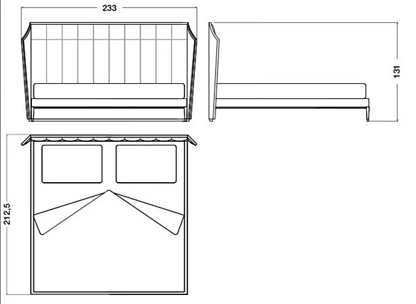 Leder und Holz Bett mit gepolstertem Kopfteil Eclipse CPRN HOMOOD E200, E201, E202 Fabrik CPRN HOMOOD aus Italien. Foto №4