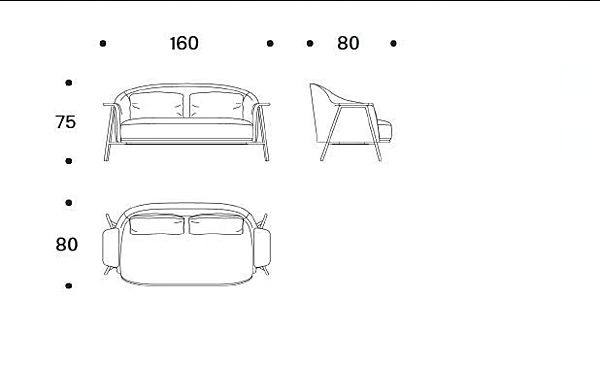 Zweisitzer Sofas mit abnehmbarem Bezug aus Stoff Saba Kepi Fabrik SABA aus Italien. Foto №6
