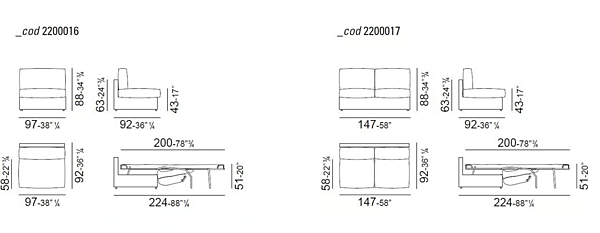 Sofa-Bett aus Leder oder Stoff VIBIEFFE 2200 Squadroletto Fabrik VIBIEFFE aus Italien. Foto №11