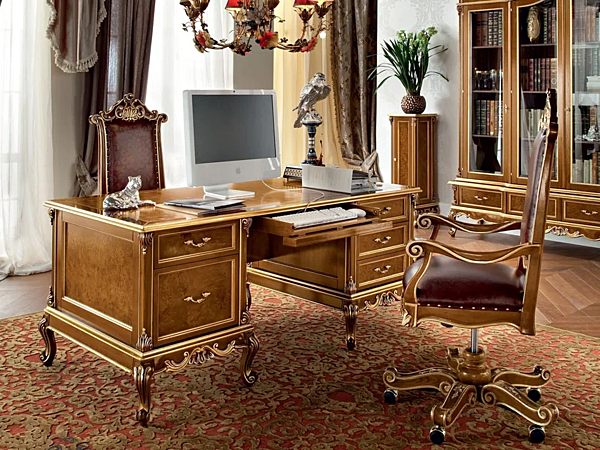 Rechteckiger Schreibtisch aus Massivholz mit Schubladen Modenese Luxury Interiors 12303 Fabrik MODENESE GASTONE aus Italien. Foto №1