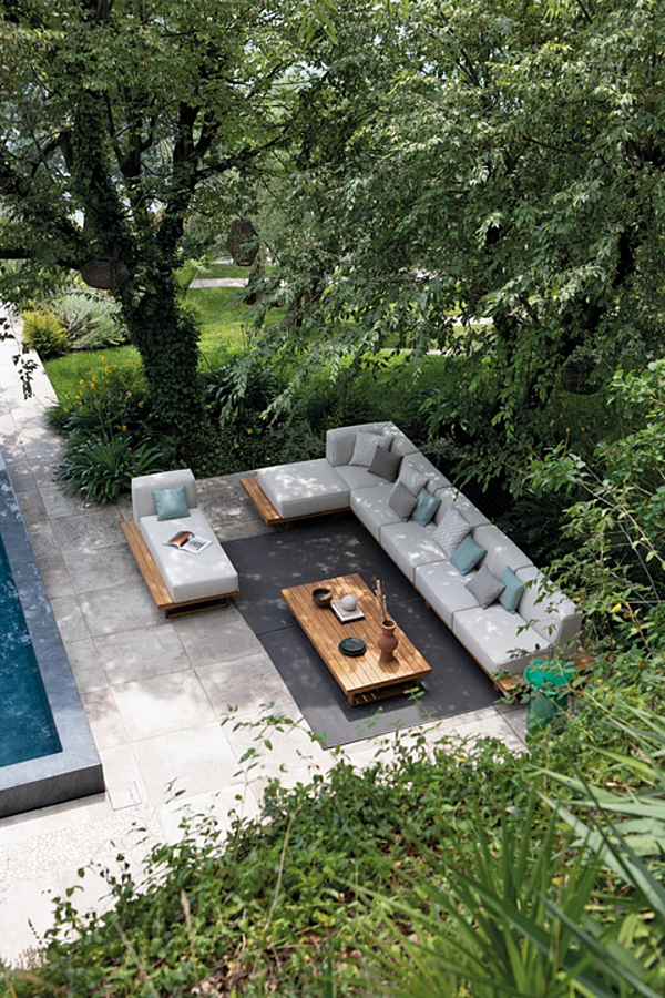 Zweisitzer Gartensofa aus Stoff und Teak Atmosphera 9 Zero 9.0.M1.MC Fabrik ATMOSPHERA aus Italien. Foto №5