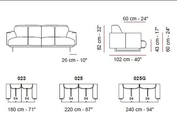 Sofa mit Lederbezug und Schlittenbasis Primula Marinelli Home M1182 Fabrik Marinelli Home aus Italien. Foto №4