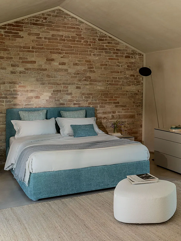 Doppelbett mit gepolsterter Rückenlehne Shabby Chic Flou Notturno Fabrik Flou aus Italien. Foto №3