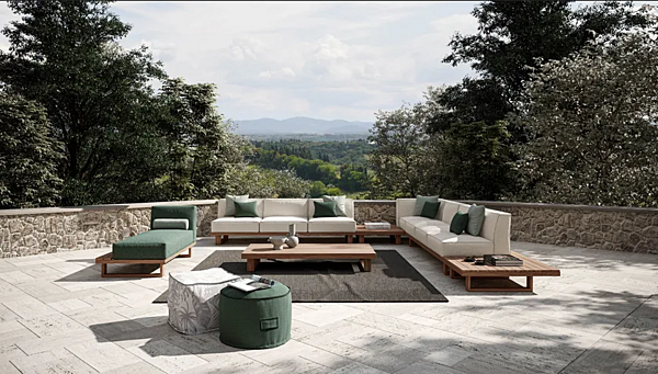 Zweisitzer Gartensofa aus Stoff und Teak Atmosphera 9 Zero 9.0.M1.MC Fabrik ATMOSPHERA aus Italien. Foto №11