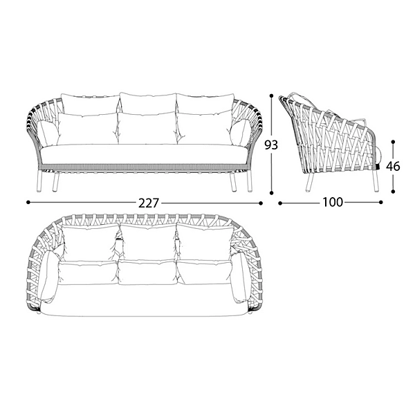 Zweisitzer Gartensofa aus Acryl mit Rückenpolster Emma Cross VARASCHIN 24840 Fabrik VARASCHIN aus Italien. Foto №12