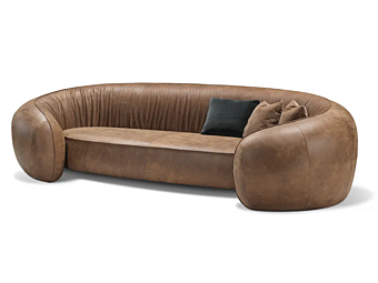 Dreisitzer Sofa mit gebogener Lederpolsterung GHIDINI1961 BRIDGE SG208XX105