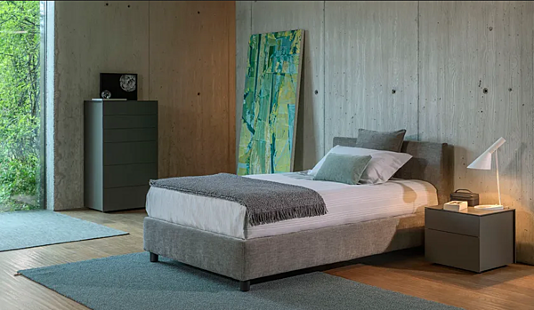 Einzelbett mit abnehmbarem Bezug Notturno 2 Flou Fabrik Flou aus Italien. Foto №2