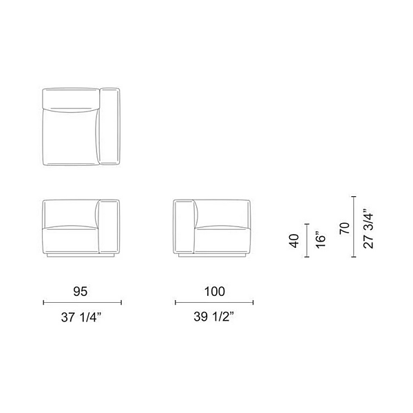 Modularer Stoffsofa Oblong Plus Cappellini Fabrik Cappellini aus Italien. Foto №5