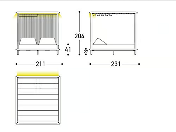 Gartenbett mit Sonnendach aus Acryl und Aluminium VARASCHIN Sunmoon Fabrik VARASCHIN aus Italien. Foto №13