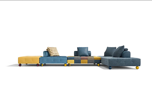 Egoitaliano L Sectional Sofa aus Leder und Stoff Fabrik Egoitaliano aus Italien. Foto №3