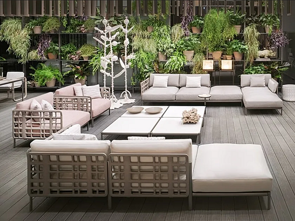 Garten-Sofa mit Stoffbezug und lackiertem Metall für 4 Personen GIORGETTI Aldia 91030 Fabrik GIORGETTI aus Italien. Foto №6