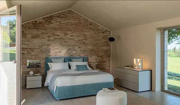 Doppelbett mit gepolsterter Rückenlehne Shabby Chic Flou Notturno Fabrik Flou aus Italien. Foto №2
