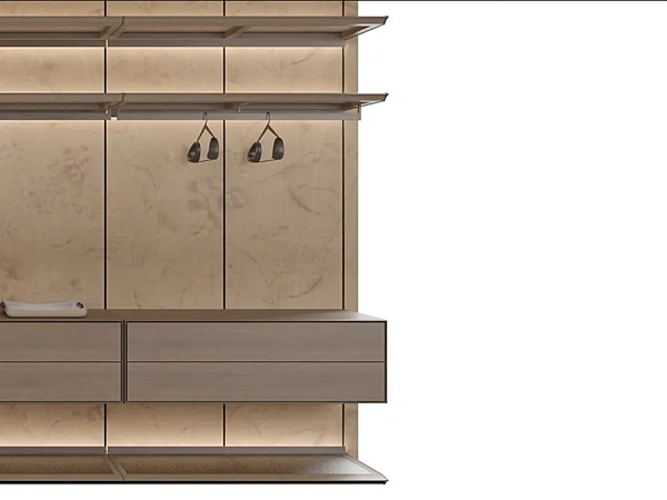 Sektionale Garderobe aus Esche mit integrierter Beleuchtung GIORGETTI REIWA Fabrik GIORGETTI aus Italien. Foto №8