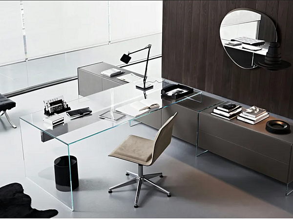 Eck-Schreibtisch aus Kristall Gallotti&Radice Air Desk 1 Fabrik Gallotti & Radice aus Italien. Foto №6