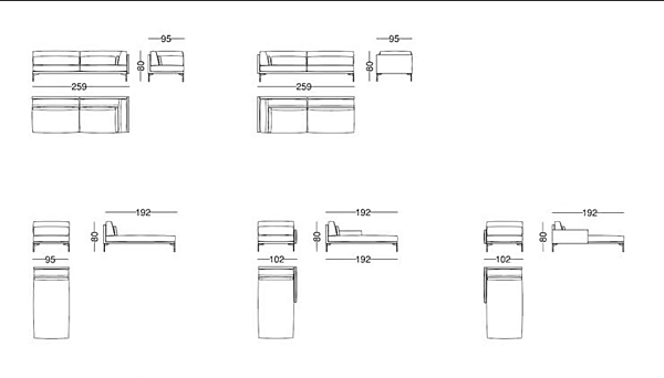 Sektionaler Sofa aus Leder oder Stoff 110 modern VIBIEFFE Fabrik VIBIEFFE aus Italien. Foto №19