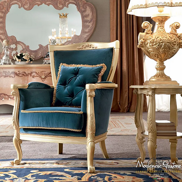 Velours Sessel mit Armlehnen Modenese Luxury Interiors 13427 Fabrik MODENESE GASTONE aus Italien. Foto №2