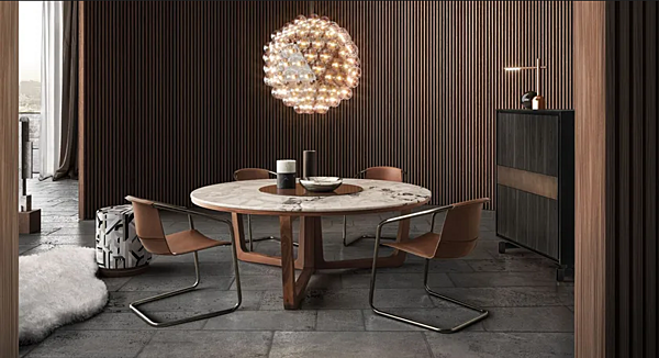 Runder Esstisch aus Marmor mit Lazy Susan I 4 Mariani Ascot Fabrik i 4 Mariani aus Italien. Foto №7