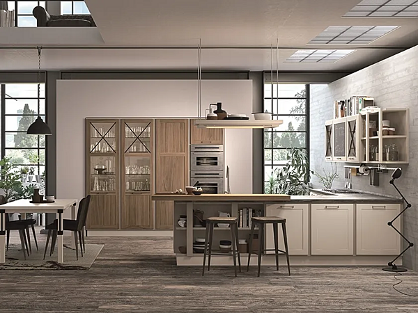 Holzküche im zeitgenössischen Stil mit Insel LUBE CUCINE Provenza Fabrik LUBE CUCINE aus Italien. Foto №1