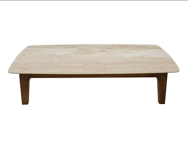 Rechteckiger niedriger Couchtisch aus Travertin CHELINI Yvan Fabrik CHELINI aus Italien. Foto №1