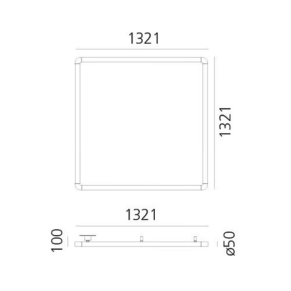 Deckeneinbauleuchte aus Aluminium rechteckig Artemide Alphabet of Light 1430130A, 1430110A, 1430120A Fabrik Artemide aus Italien. Foto №4