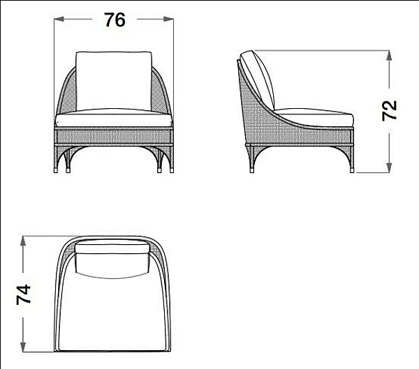 Gartenarmchair aus Holz und Stoff mit Armlehnen CPRN HOMOOD OD1035, OD1036 Fabrik CPRN HOMOOD aus Italien. Foto №4