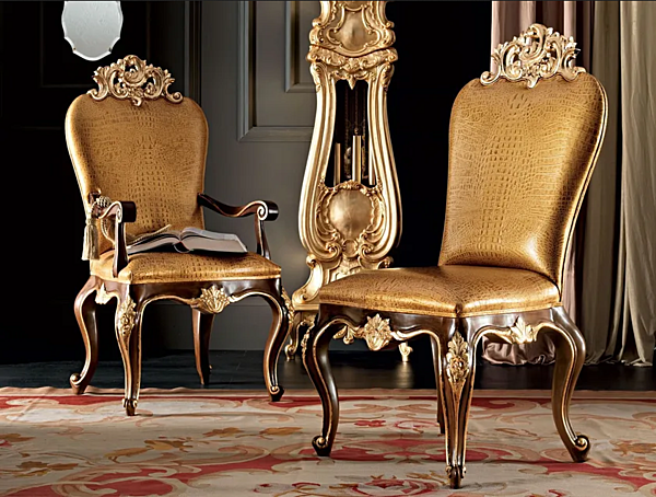 Polsterstuhl aus Leder Modenese Luxury Interiors 11507 Fabrik MODENESE GASTONE aus Italien. Foto №1