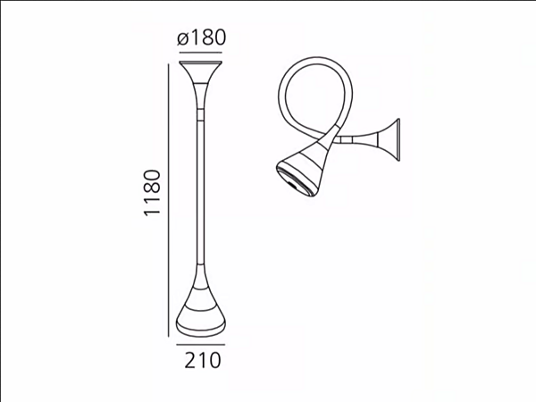 Fluoreszierende Wandlampe verstellbar aus Metall Artemide PIPE 0671010IN0A, 0671W10A Fabrik Artemide aus Italien. Foto №4