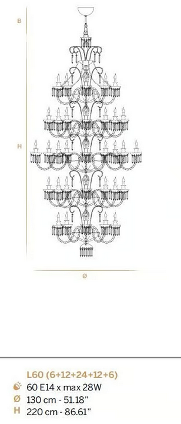 Kristalllüster Imperial Charm Farbe L60 Euroluce Lampadari Fabrik EUROLUCE LAMPADARi aus Italien. Foto №3