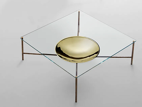 Kaffeetisch aus Kristall mit quadratischer Tischplatte Golden Moon Gallotti&Radice Fabrik Gallotti & Radice aus Italien. Foto №1