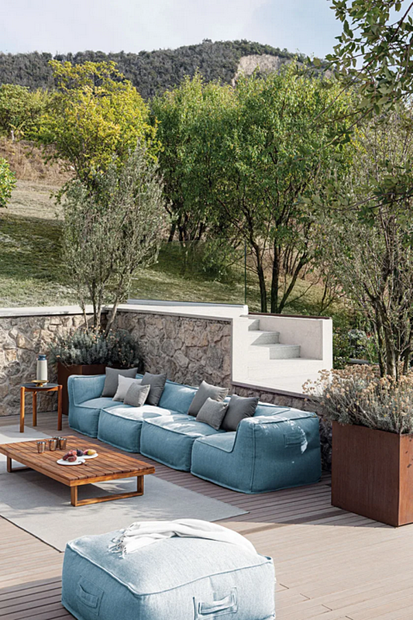 Quadratischer Gartenpouf aus Stoff Atmosphera Soft 90x90 Fabrik ATMOSPHERA aus Italien. Foto №3