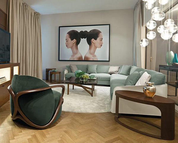 Ecksofa aus Stoff mit weicher Rückenlehne GIORGETTI Fabula Fabrik GIORGETTI aus Italien. Foto №3