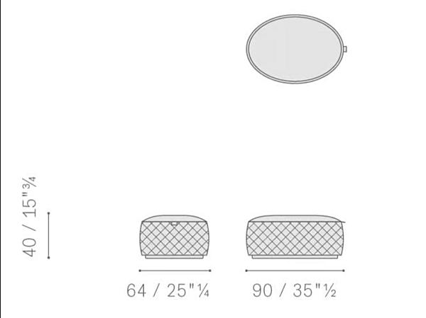 Ovaler Lederpouf Grant de Luxe POLTRONA FRAU Fabrik POLTRONA FRAU aus Italien. Foto №7