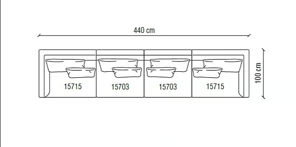 Ecksofa aus Stoff mit weicher Rückenlehne Frigerio Miller Fabrik Frigerio aus Italien. Foto №10