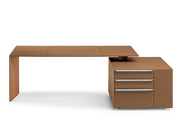 Rechteckiger Schreibtisch aus Leder mit Regalen POLTRONA FRAU C E O Cube Desk Fabrik POLTRONA FRAU aus Italien. Foto №1