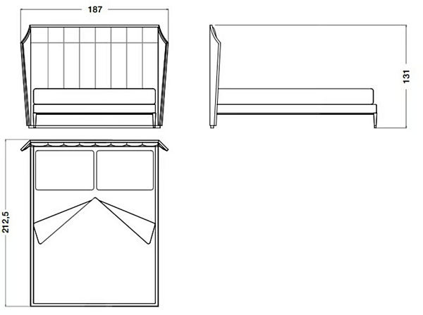 Leder und Holz Bett mit gepolstertem Kopfteil Eclipse CPRN HOMOOD E200, E201, E202 Fabrik CPRN HOMOOD aus Italien. Foto №2