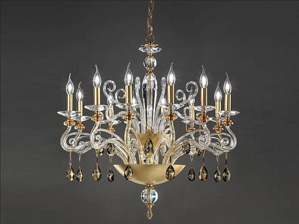 Gold Leaf Kronleuchter mit Swarovski Kristallen Venere L12 Chic Euroluce Lampadari Fabrik EUROLUCE LAMPADARi aus Italien. Foto №1