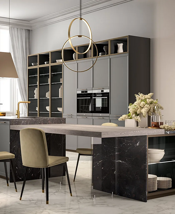 Küche mit Griffen aus Holz LUBE CUCINE Flavour Bridge 1 Fabrik LUBE CUCINE aus Italien. Foto №2