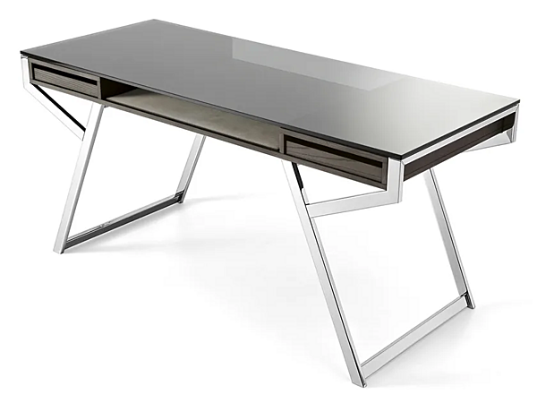 Schreibtisch aus Glas und Edelstahl mit Schubladen Gallotti&Radice Lui Fabrik Gallotti & Radice aus Italien. Foto №1