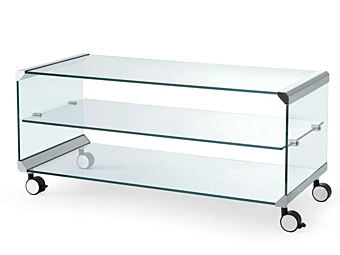 Hochseitiger Beistelltisch aus Sicherheitsglas mit Rollen Gallotti&Radice George 1 Fabrik Gallotti & Radice aus Italien