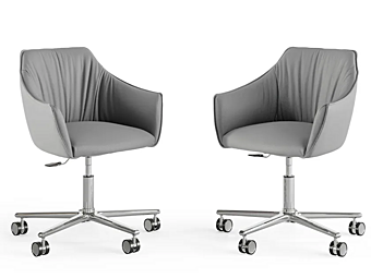 Lederstuhl mit Armlehnen und 5-Stern-Basis Eforma Era Fabrik Eforma aus Italien