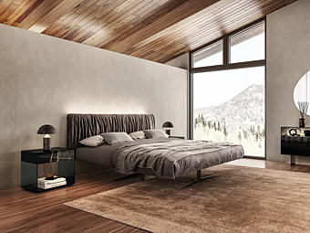 Doppelbett mit gepolsterter Rückwand aus Stahl LAGO Replis