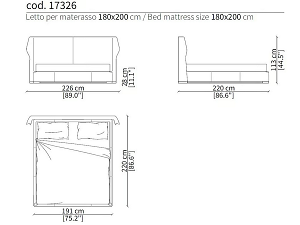 Doppelbett aus gegerbtem Leder mit gepolstertem Kopfteil Frigerio Agio Fabrik Frigerio aus Italien. Foto №9