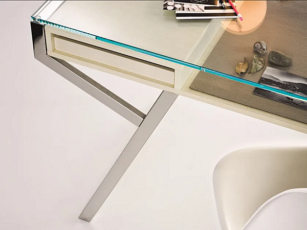 Sekretärenschreibtisch aus Glas und Edelstahl mit Schubladen Gallotti&Radice Lui Fabrik Gallotti & Radice aus Italien. Foto №3