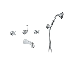 Wandmontiertes Badewannenset mit Handdusche aus Metall Gentry Home Chopin 5-Loch Wandmontiertes Badewannenset mit Handdusche aus Metall Gentry Home Chopin 5-Loch Fabrik Gentry Home aus Italien