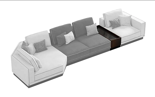 Ecksofa aus Leder und Stoff Sesto Senso CPRN HOMOOD S550, S552DX/SX, S553, S554, S555 Fabrik CPRN HOMOOD aus Italien. Foto №4