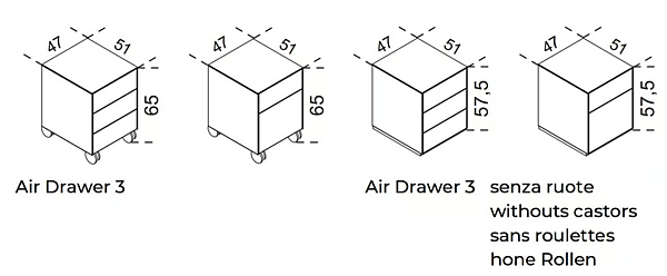 Büroschubladeneinheit mit Rollen aus Glas Gallotti&Radice Air Drawer 3 Fabrik Gallotti & Radice aus Italien. Foto №5